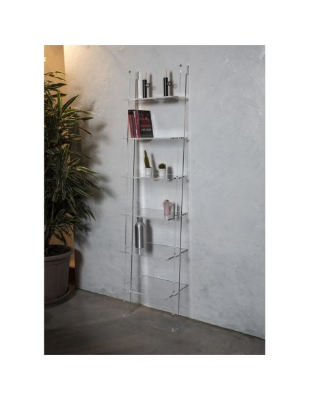 Vesta Home - Way Up Large Libreria 6 Ripiani·trasparente·48 X 33,5 X 200 H Cm Shleves: 48 X 28 H Th. Structure 15 Mm Th. Shelves