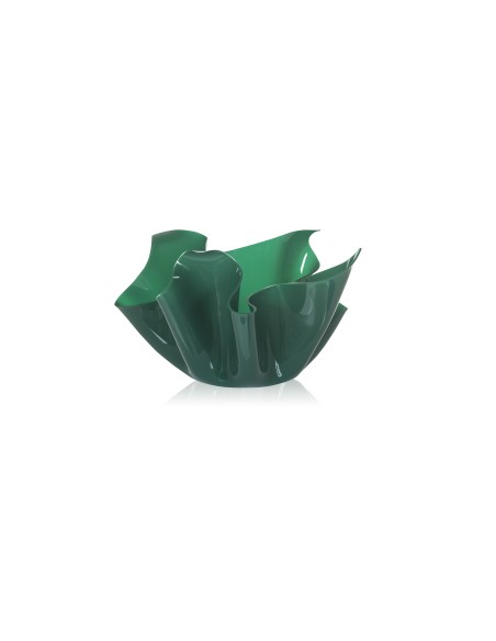 iPLEX - Vaso linea Drappeggi in plexiglass verde scuro pieno drappeggiato a mano Made in Italy - arredamento casa ufficio studio