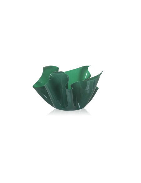 iPLEX - Vaso linea Drappeggi in plexiglass verde scuro pieno drappeggiato a mano Made in Italy - arredamento casa ufficio studio