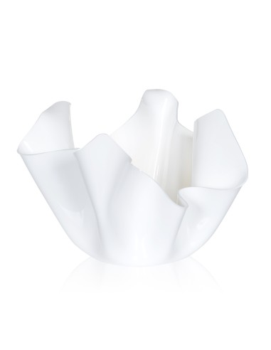 iPLEX - Vaso linea Drappeggi in plexiglass bianco pieno drappeggiata a mano Made in Italy - arredamento casa ufficio studio fior