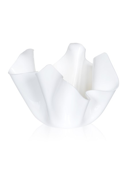 iPLEX - Vaso linea Drappeggi in plexiglass bianco pieno drappeggiata a mano Made in Italy - arredamento casa ufficio studio fior