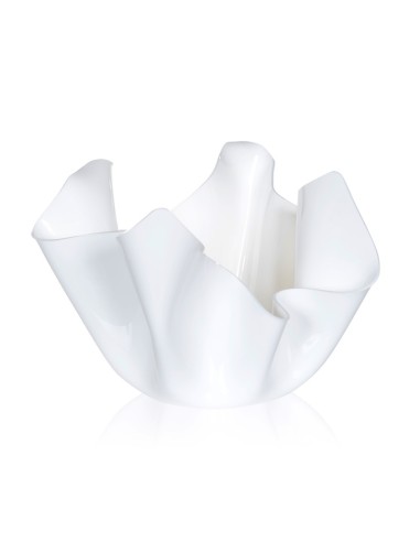 iPLEX - Vaso linea Drappeggi in plexiglass bianco pieno drappeggiata a mano Made in Italy - arredamento casa ufficio studio fior