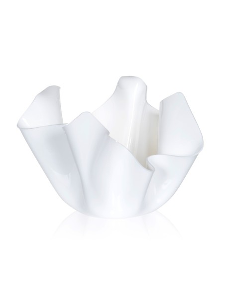 iPLEX - Vaso linea Drappeggi in plexiglass bianco pieno drappeggiata a mano Made in Italy - arredamento casa ufficio studio fior