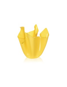 iPLEX - Vaso linea Drappeggi in plexiglass giallo pieno drappeggiato a mano Made in Italy - arredamento casa ufficio studio fior 2