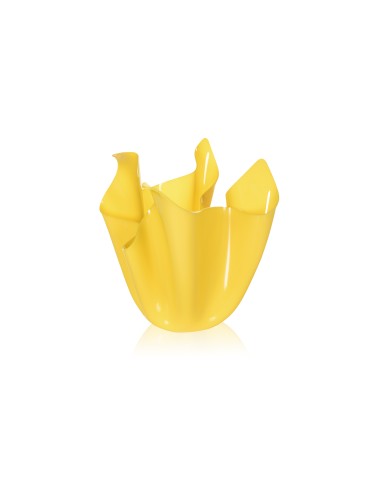 iPLEX - Vaso linea Drappeggi in plexiglass giallo pieno drappeggiato a mano Made in Italy - arredamento casa ufficio studio fior