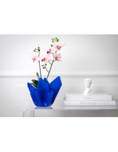 iPLEX - Vaso linea Drappeggi in plexiglass blu pieno drappeggiato a mano Made in Italy - arredamento casa ufficio studio fiorier 2