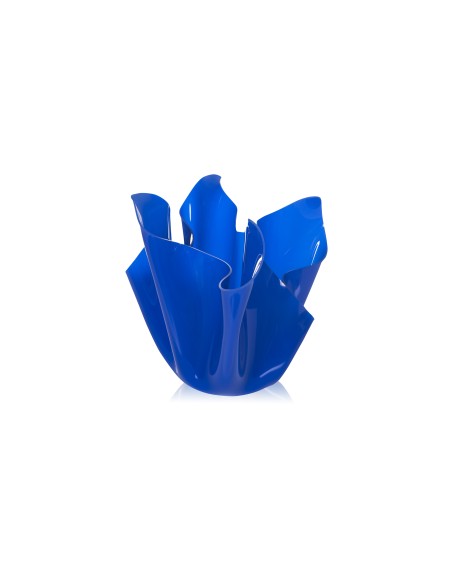 iPLEX - Vaso linea Drappeggi in plexiglass blu pieno drappeggiato a mano Made in Italy - arredamento casa ufficio studio fiorier