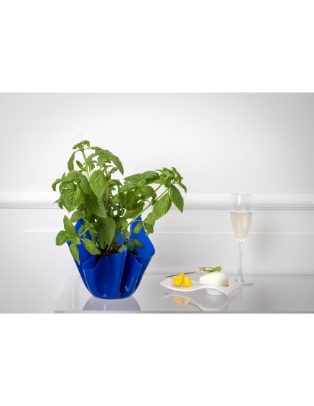 iPLEX - Vaso linea Drappeggi in plexiglass blu pieno drappeggiato a mano Made in Italy - arredamento casa ufficio studio fiorier