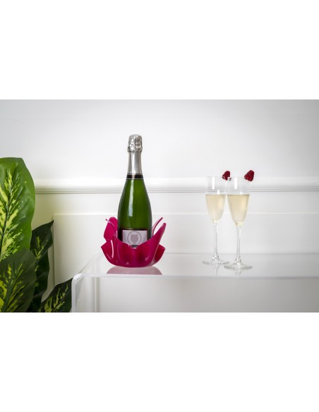 iPLEX - Vaso linea Drappeggi in plexiglass fucsia pieno drappeggiato a mano Made in Italy - arredamento casa ufficio studio fior