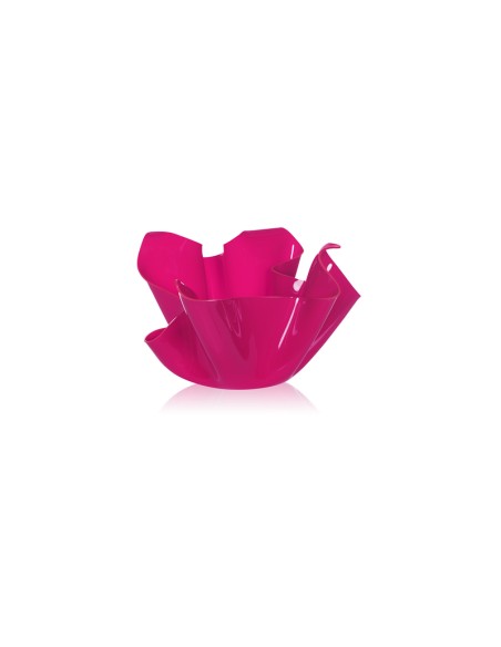 iPLEX - Vaso linea Drappeggi in plexiglass fucsia pieno drappeggiato a mano Made in Italy - arredamento casa ufficio studio fior