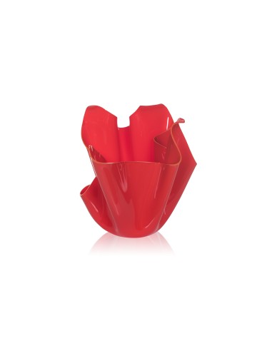 iPLEX - Vaso linea Drappeggi in plexiglass rosso pieno drappeggiato a mano Made in Italy - arredamento casa ufficio studio fiori