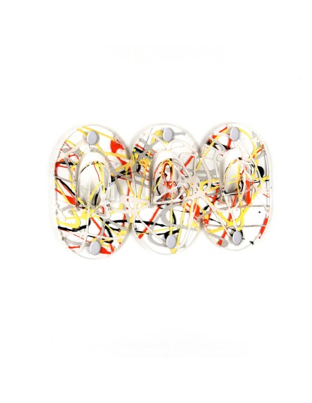 iPLEX - Set di 3 Appendini clips in plexiglass PMMA, schizzo artistico colorato,. - arredamento casa ingresso ufficio di lavoro 