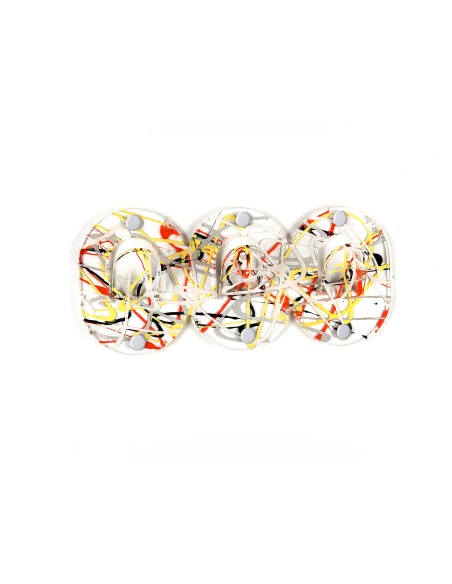 iPLEX - Set di 3 Appendini clips in plexiglass PMMA, schizzo artistico colorato,. - arredamento casa ingresso ufficio di lavoro 