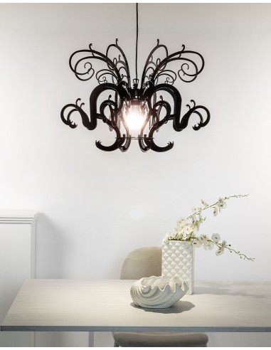 iPLEX - Gorgon Lampadario a sospensione in plexiglass PMMA nero pieno. - arredamento casa salotto studio sala ricevimenti - 60x4