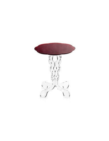 iPLEX - Tavolino da caffè stile Arabesco in plexiglass con base Trasparente tagliata al laser e ripiano rosso. Made in Italy - 3