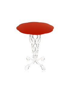 iPLEX - Tavolino da caffè stile Arabesco in plexiglass con base Trasparente tagliata al laser e ripiano rosso. Made in Italy - 3