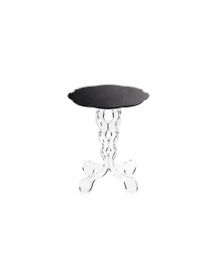 iPLEX - Tavolino da caffè stile Arabesco in plexiglass con base Trasparente tagliata al laser e ripiano nero. Made in Italy - 36 2