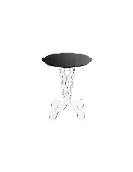 iPLEX - Tavolino da caffè stile Arabesco in plexiglass con base Trasparente tagliata al laser e ripiano nero. Made in Italy - 36