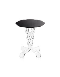 iPLEX - Tavolino da caffè stile Arabesco in plexiglass con base Trasparente tagliata al laser e ripiano nero. Made in Italy - 36