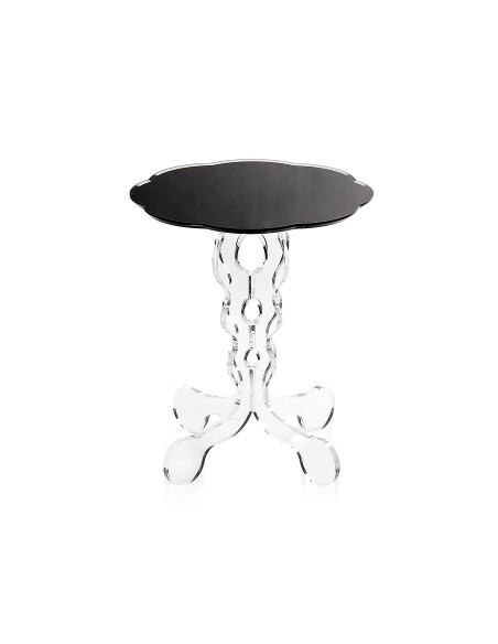 iPLEX - Tavolino da caffè stile Arabesco in plexiglass con base Trasparente tagliata al laser e ripiano nero. Made in Italy - 36