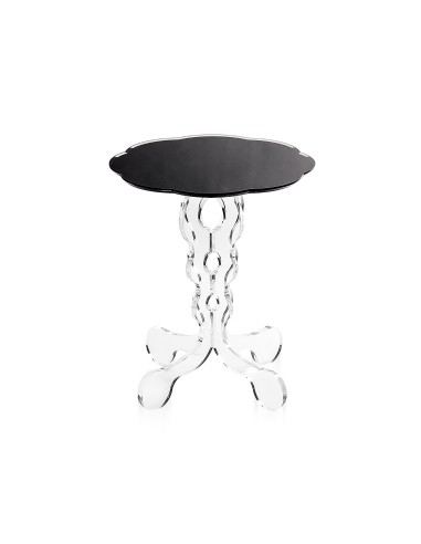 iPLEX - Tavolino da caffè stile Arabesco in plexiglass con base Trasparente tagliata al laser e ripiano nero. Made in Italy - 36