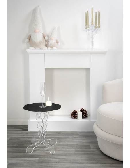 iPLEX - Tavolino da caffè stile Arabesco in plexiglass con base Trasparente tagliata al laser e ripiano nero. Made in Italy - 36