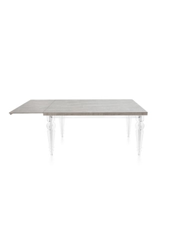 iPLEX Design - Maulabile Habitat Grigio Atrium Tavolo estensibile in plexiglass e legno - Trasparente/GREY - 155/ - 155/ - 155x7