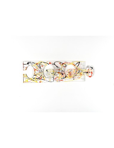 iPLEX - Puzzle Set di 2 Appendini da parete componibili in plexiglass Trasparente, schizzo artistico colorato,. - arredamento ca