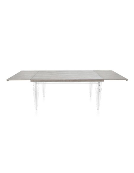 iPLEX Design - Maulabile Habitat Grigio Atrium Tavolo estensibile in plexiglass e legno - Trasparente/GREY - 155/ - 155/ - 155x7