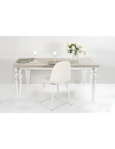iPLEX Design - Maulabile Habitat Grigio Atrium Tavolo estensibile in plexiglass e legno - Trasparente/GREY - 155/ - 155/ - 155x7