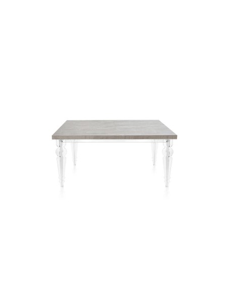 iPLEX Design - Maulabile Habitat Grigio Atrium Tavolo estensibile in plexiglass e legno - Trasparente/GREY - 155/ - 155/ - 155x7