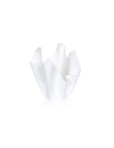 iPLEX - Vaso linea Drappeggi in plexiglass bianco pieno drappeggiato a mano Made in Italy - arredamento casa ufficio studio fior