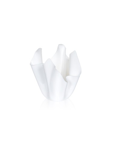 iPLEX - Vaso linea Drappeggi in plexiglass bianco pieno drappeggiato a mano Made in Italy - arredamento casa ufficio studio fior