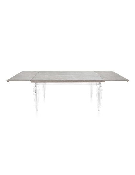 iPLEX Design - Maulabile Habitat Grigio Atrium Tavolo estensibile in plexiglass e legno - Trasparente/GREY - 155/ - 155/ - 155x7