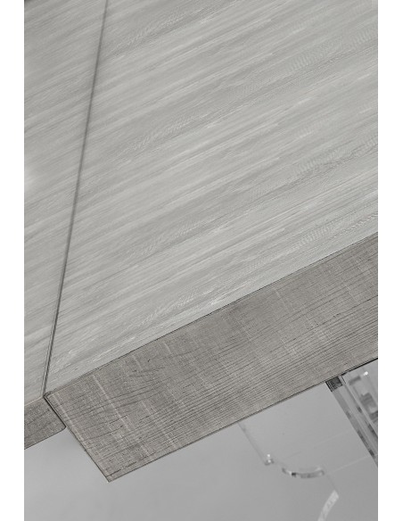 iPLEX Design - Maulabile Habitat Grigio Atrium Tavolo estensibile in plexiglass e legno - Trasparente/GREY - 155/ - 155/ - 155x7