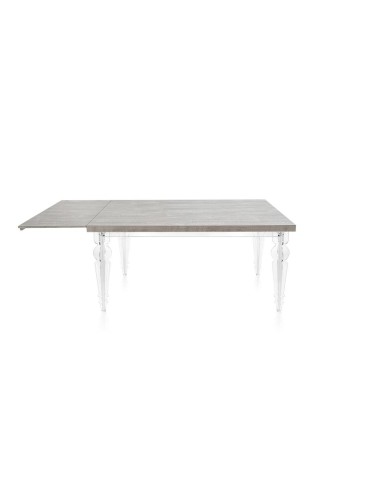 iPLEX Design - Maulabile Habitat Grigio Atrium Tavolo estensibile in plexiglass e legno - Trasparente/GREY - 155/ - 155/ - 155x7