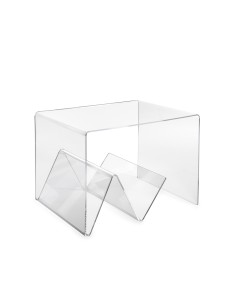 iPLEX - Tavolino da caffè linea Zigozago in plexiglass PMMA Trasparente - portariviste comodino arredamento casa ufficio di lavo 2