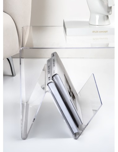 iPLEX - Tavolino da caffè linea Zigozago in plexiglass PMMA Trasparente - portariviste comodino arredamento casa ufficio di lavo