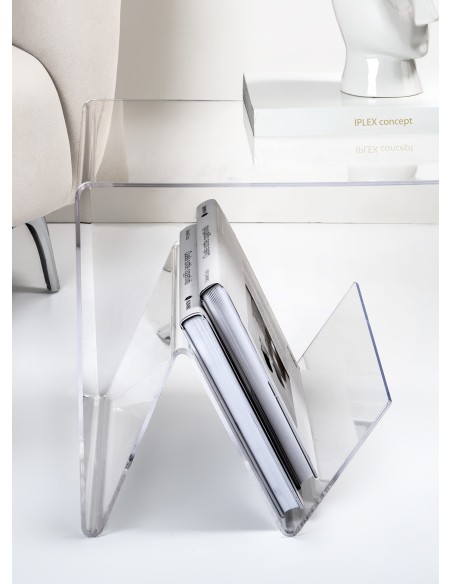 iPLEX - Tavolino da caffè linea Zigozago in plexiglass PMMA Trasparente - portariviste comodino arredamento casa ufficio di lavo