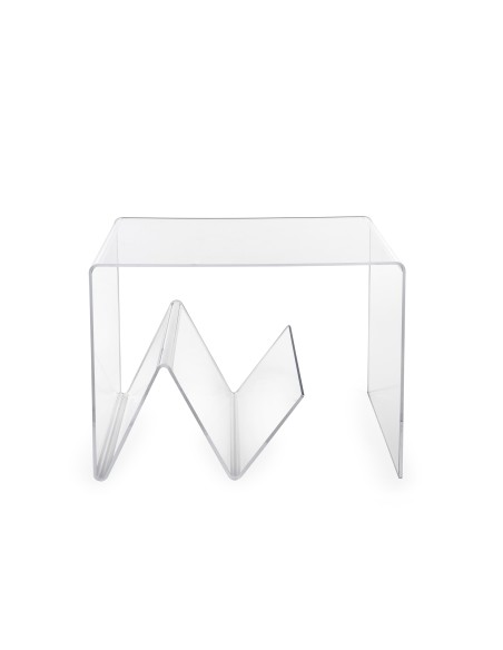 iPLEX - Tavolino da caffè linea Zigozago in plexiglass PMMA Trasparente - portariviste comodino arredamento casa ufficio di lavo