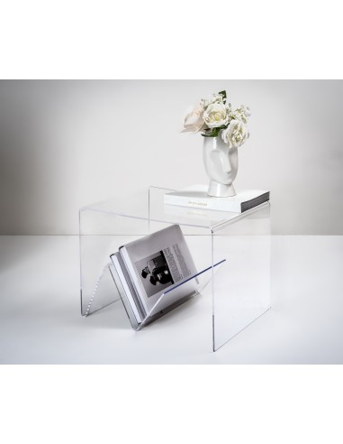 iPLEX - Tavolino da caffè linea Zigozago in plexiglass PMMA Trasparente - portariviste comodino arredamento casa ufficio di lavo
