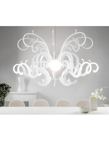 iPLEX - Super Gorgon Lampadario a sospensione in plexiglass bisabbiato bianco - arredo casa salotto sala ricevimenti - 150x87x15