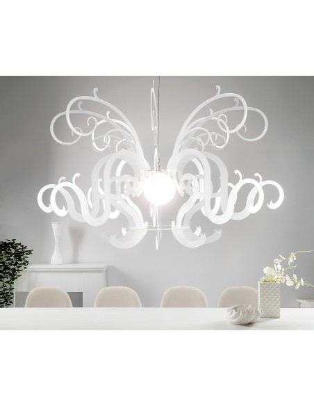 iPLEX - Super Gorgon Lampadario a sospensione in plexiglass bisabbiato bianco - arredo casa salotto sala ricevimenti - 150x87x15