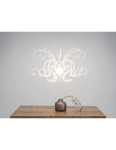 iPLEX - Super Gorgon Lampadario a sospensione in plexiglass bisabbiato bianco - arredo casa salotto sala ricevimenti - 150x87x15