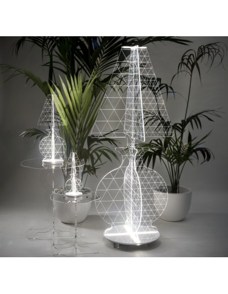 iPLEX - ESA Lampada in plexiglass Trasparente con luce Led, taglio laser,. - arredamento casa camera da letto Made in Italy - Tr