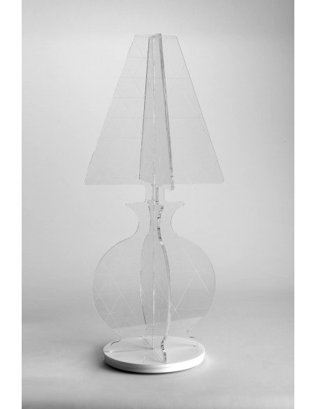 iPLEX - ESA Lampada in plexiglass Trasparente con luce Led, taglio laser,. - arredamento casa camera da letto Made in Italy - Tr
