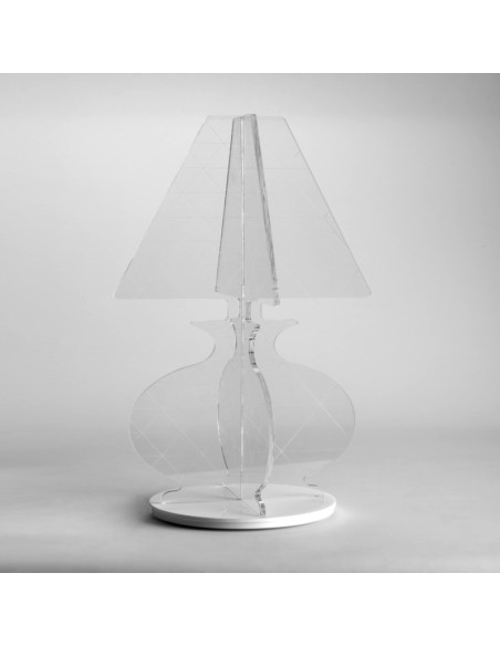 iPLEX - ESA Lampada in plexiglass Trasparente con luce Led, taglio laser,. - arredamento casa camera da letto Made in Italy - Tr
