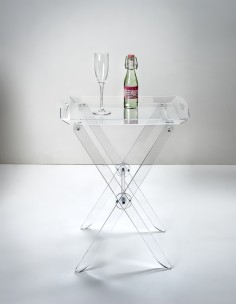 iPLEX - Pliè Tavolino con ripiano vassoio in plexiglass Trasparente richiudibile. Made in Italy - arredamento casa cucina soggio 2