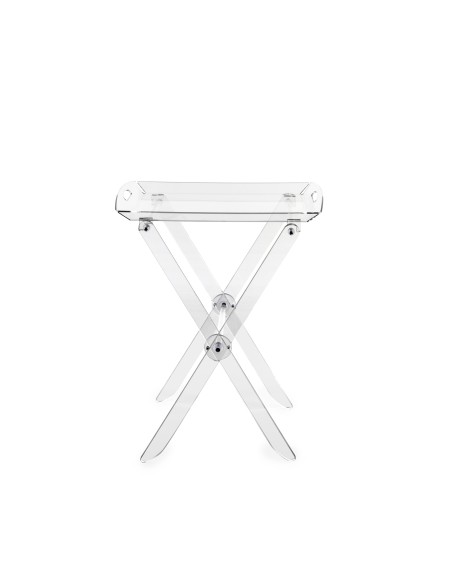 iPLEX - Pliè Tavolino con ripiano vassoio in plexiglass Trasparente richiudibile. Made in Italy - arredamento casa cucina soggio