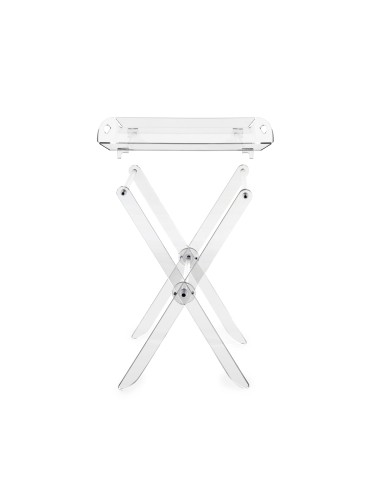iPLEX - Pliè Tavolino con ripiano vassoio in plexiglass Trasparente richiudibile. Made in Italy - arredamento casa cucina soggio